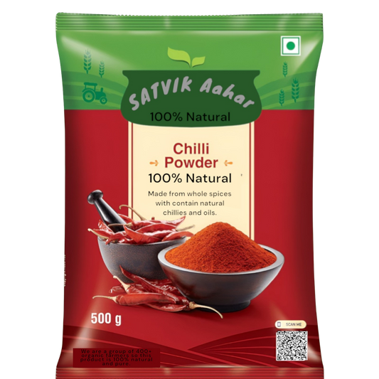 SATVIK Aahar 100% Natural Chilli Powder, 500g, Lal Mirchi Powder, Mirchi Powder