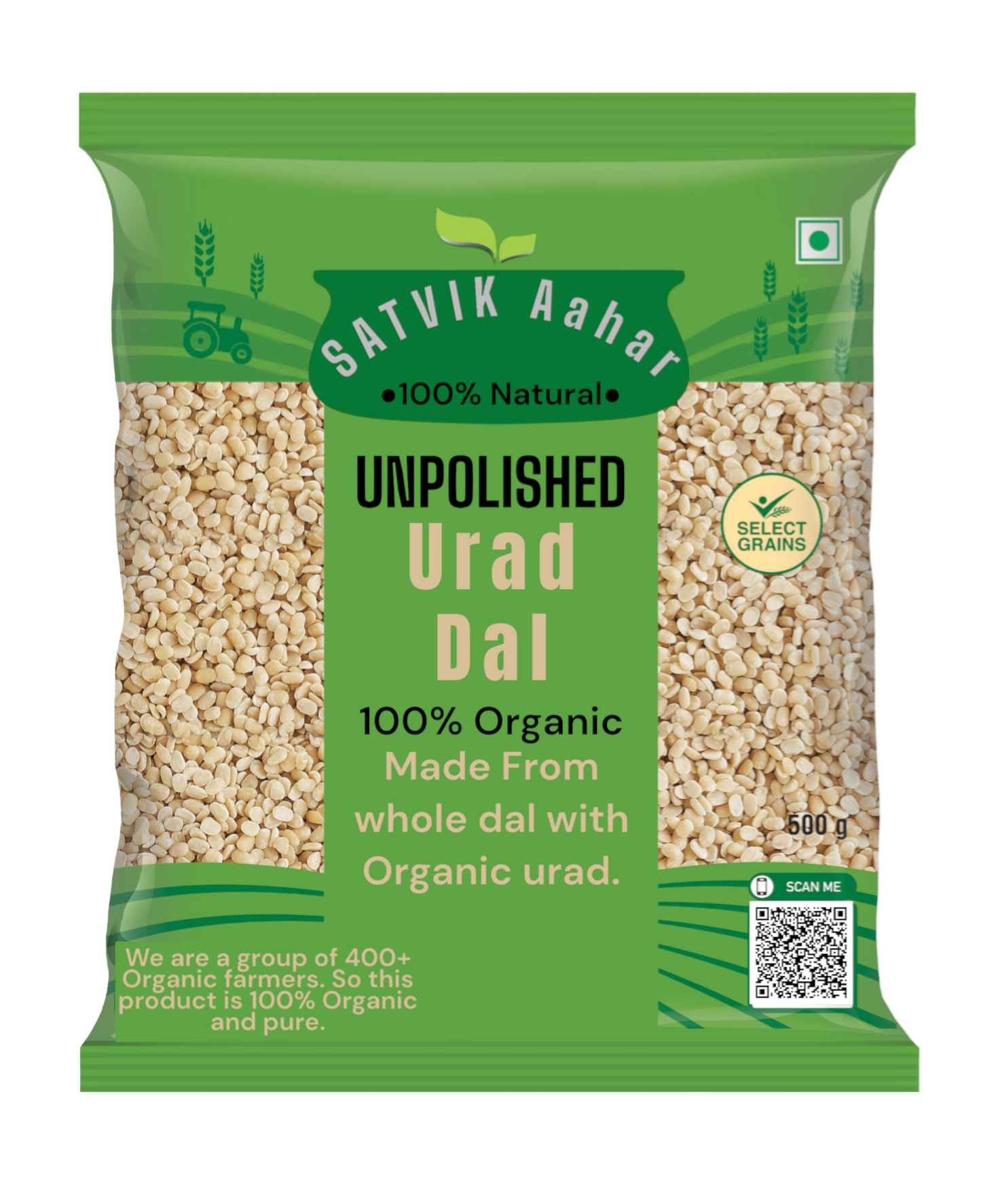 SATVIK Aahar 100% Organic Unpolished Urad Dal, 1kg